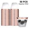 50 Pack - 9 Oz Plastic Cocktail Glass,sturdy Rimmed Plastic Cups Clear Cup Disposable Wedding Cup, Birthday Anniversary Party Cup - Rose gold Rim