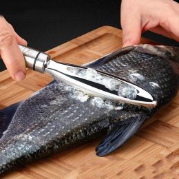 Stainless Fish Scales Scraping Graters Fast Remove Fish Cleaning Peeler Scraper - Silver - 24*