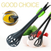 Nylon Egg Beater Dual-Purpose Whisk Blender Buffet Tongs Kitchen Baking Tools - Green