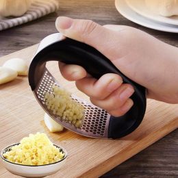 Multi-function Manual Stainless Steel Garlic Presses Grinder Slicer Cutter - Black - one size