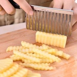 Potato Wavy Edged Knife Cutting Peeler Stainless Steel Kitchen Gadget Cooking Tool Accessories - As the picture 1