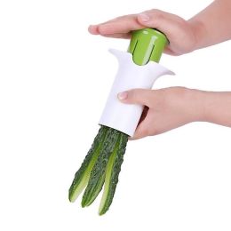 Stainless Steel Blade Cucumber Manual Slitter Creative Multi-functional Fruit And Vegetable Divider - White - one size
