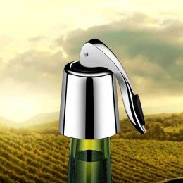 Wine Bottle Stopper Stainless Steel Reusable Leakproof Silicone Beverage Bottle Sealer Wine Fresh - Silver