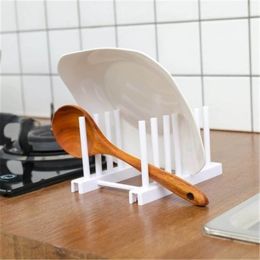 Kitchen Gadgets Multi-function Kitchen Dish Pot Lid Drain Rack Storage Rack - Gray