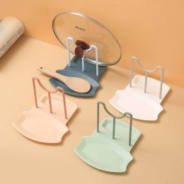 Kitchen Dish Pot Lid Storage Rack Countertop Punch-Free Spoons Holder Bracket - Green