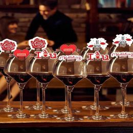 1 set of 10 Valentine's Day wine glass cards - Red