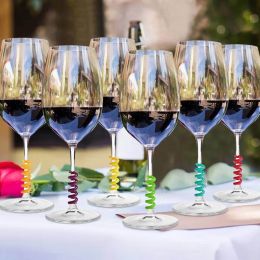6Pcs Silicone Drink Markers Wine Glass Charms Markers Drink Markers for Champagne Flutes Cocktails - as the picture