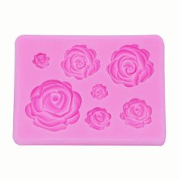 Rose Flowers Silicone Mold Cake Chocolate Molds Wedding Cakes Decorating Tools Fondant Sugarcraft - pink