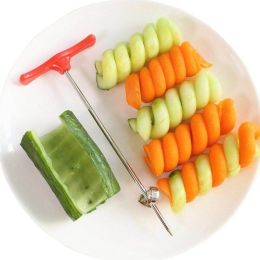 Vegetables Spiral Knife Potato Cucumber Salad Chopper Screw Slicer Cutter Spiralizer Kitchen Tools - Red