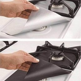 4Pcs Premium Reusable Gas Range Stovetop Burner Protector Pad Liner Cover For Cleaning Kitchen Tools - Silver - 4 pcs