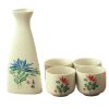 5 Pcs Japanese Style Sake Set Ceramic Wine Cup Set,Chrysanthemum - Default