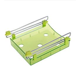 Refrigerator Pull out Bins - Hanging Retractable Fridge Shelf - Fridge Drawer - Storage Organizer Box - Green