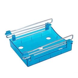 Refrigerator Pull out Bins - Hanging Retractable Fridge Shelf - Fridge Drawer - Storage Organizer Box - Blue