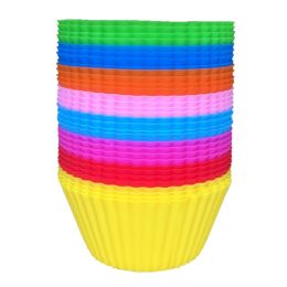 6/12/24Pcs Silicone Muffin Molds Cupcake Dessert Baking Pans Liners Cups Tool - Random Color - 12 Pcs