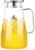 New 1.8L Lid Glass Jug Household Large Capacity Juice Drink Glass Carafe Send Cleaning Brush - Transparent