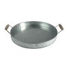 Round Galvanized Metal Serving Tray With Wooden Handles, Gray - I457-AMC0002