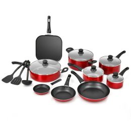 17 Pieces Hard Anodized Nonstick Cookware Pots and Pans Set - as show
