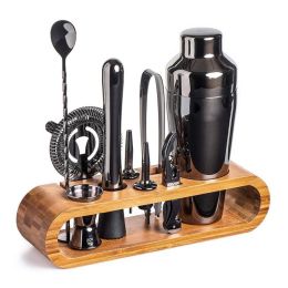 Bar Tools Cocktail Making 10-in-1 Cocktail Shaker Set Kit - Gun-Metal Black - Stainless Steel