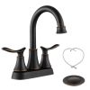 2-Handle 4-Inch Oil Rubbed Bronze Bathroom Faucet, Bathroom Vanity Sink Faucets with Pop-up Drain and Supply Hoses  - Oil-Rubbed Bronze