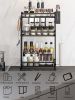 Three layer seasoning rack kitchen seasoning bottle storage rack household multifunctional installation free folding seasoning rack - default