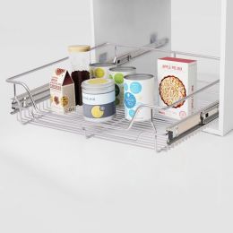 Pull-Out Wire Baskets 2 pcs Silver 23.6" - Silver