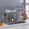 Stainless Steel Single Layer, Inner Length 90cm Kitchen Bowl Rack Shelf - Silver