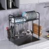 Stainless Steel Single Layer, Inner Length 90cm Kitchen Bowl Rack Shelf - Black