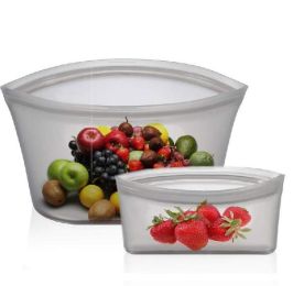 Free shipping (with clip) 8-piece set (bag 2 pieces/bowl 3 pieces/cup 3 pieces) combined with silicone food bags and food preservation bags - white