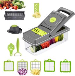11 in1 Vegetable Chopper Cutter Chopper Multifunctional Veggie Chopper with Container, Onion Chopper, Chopper Vegetable Cutter - Grey - Grey