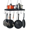 Pot Rack Ceiling Mount Cookware Rack Hanging Hanger Organizer with Hooks - Black