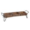 DunaWest Artisinal Wood Serving Tray, 3 Seperate Sections and Metal Frame, Brown, Black - Default
