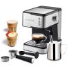 20 Bar Espresso Maker,1.5L ,Coffee Maker For Espresso, Cappuccino, Latte, Machiato, For Home Barista - Light grey