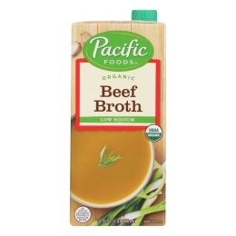 Pacific Natural Foods Beef Broth - Low Sodium - Case of 12 - 32 Fl oz. - 0422691