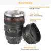 Camera Lens Coffee Mug Cup 13.6oz Food-Grade Stainless Steel Travel Photography Insulated Mug for All Ages - Black