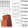 Commercial Home Kitchen Knife Sets 15 Piece With Block Chef Knives Hollow Handle Cutlery Set Etc - As pic show - Kitchen Surpplice