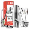 Bartender Kit Complete Cocktail Shaker Bar Tools Set with Lemon Squeezer - Silver