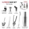 Bartender Kit Complete Cocktail Shaker Bar Tools Set with Lemon Squeezer - Silver