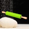 30cm Wooden Handle Silicone Rolling Pin Non-Stick Kitchen Baking Cooking Tool - Orange