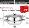 Stainless Steel Stack And Steam Pot Set With Lid 2 Tier Steamer Pot Steaming Cookware For Kitcken Cooking - 11inch