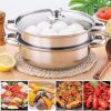 Stainless Steel Stack And Steam Pot Set With Lid 2 Tier Steamer Pot Steaming Cookware For Kitcken Cooking - 11inch