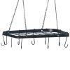 Pot Rack Ceiling Mount Cookware Rack Hanging Hanger Organizer with Hooks - Black