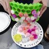 Silicone 37 Cubes Honeycomb Shape Ice Cube Maker Tray Mold Storage Container - Yellow - with lids