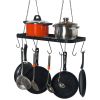 Pot Rack Ceiling Mount Cookware Rack Hanging Hanger Organizer with Hooks - Black