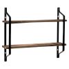 2 Tiers Floating Shelves Wall Mounted Industrial Wall Shelves for Living Room Bedroom Kitchen Entryway Wood Storage Shelf--YS - as picture