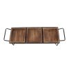 DunaWest Artisinal Wood Serving Tray, 3 Seperate Sections and Metal Frame, Brown, Black - Default