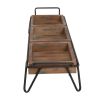 DunaWest Artisinal Wood Serving Tray, 3 Seperate Sections and Metal Frame, Brown, Black - Default