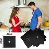 4Pcs Premium Reusable Gas Range Stovetop Burner Protector Pad Liner Cover For Cleaning Kitchen Tools - Black - 4 pcs