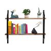 2 Tiers Floating Shelves Wall Mounted Industrial Wall Shelves for Living Room Bedroom Kitchen Entryway Wood Storage Shelf--YS - as picture