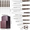 Commercial Home Kitchen Knife Sets 15 Piece With Block Chef Knives Hollow Handle Cutlery Set Etc - Dark Brown - Kitchen Surpplice