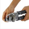Stainless Steel Can Opener Manual Can Opener with Smooth Edge Heavy Duty Can Opener with Beer Bottle Opener Ergonomic Anti Slip Grip Handle - black